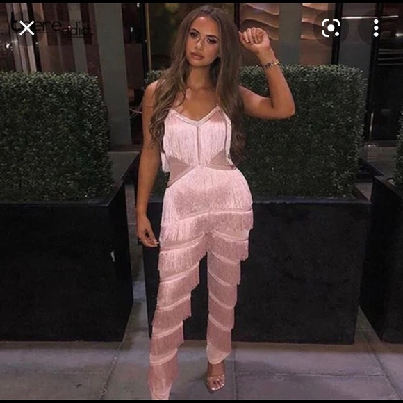 House of CB Pants & Jumpsuits House Of Cb Marcella Fringe Pink